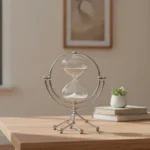 Modern 30 Minute Sand Timer Hourglass With Rotating Brass Frame Glass Globe - Image 2