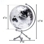 20CM Silver Metal Frame Geography Education Rotating Earth Globe High Quality  World Map Decor - Image 2