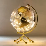 Wellfun New Simple Fashion Home Decorations Metal Stand Transparent Earth Globe Night Light World Globes