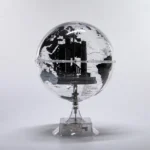 6-Inch Silver Rotating Globe Built-In Tourist Landmark Buildings