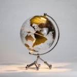 20CM Silver Metal Frame Geography Education Rotating Earth Globe High Quality  World Map Decor - Image 4
