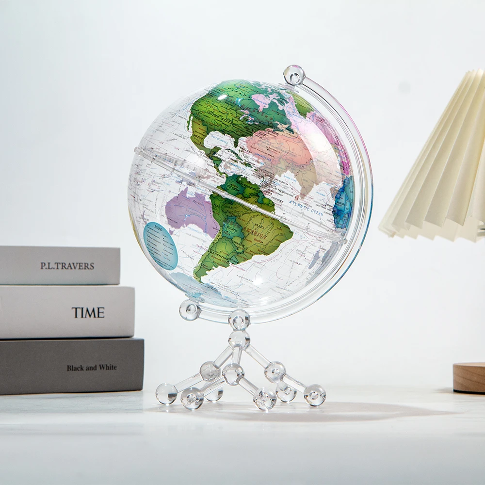 He097ec78e0cb44f3b608818716e9dd3au.webp Wellfun Factory Mini World Earth Physical Political Acrylic Plastic Globe for Geography - Image 1