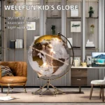 Wellfun 8 Inch World Kid Stuff Earth Decoration Earth Spins by Itself Novelty Gifts Globe Earth Globe Decor Globe