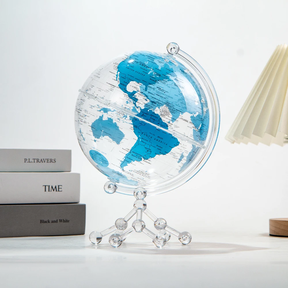 Hf855dd7f6ccb47fb87e5d6f46c71e3c6Q.webp Wellfun Factory Wholesale Small 360 Degree Rotating Plastic Globe Children's Blue Geography Globes - Image 1